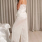 Women's 2 Piece Lounge Set Solid Sleeveless Spaghetti Strap Lace Trim Babydoll Cami Tops and Loose Pants Sleepwear