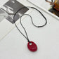 Korean Simple Irregular Red Resin Pendant Necklace for Women Fashion Exquisite Sweater Chain Daily Wear Jewelry Gifts