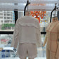 Linen Shorts Outfits Women 2 Piece Set Tie Front Long Sleeve Shirt and Ruffle Shorts Lounge Matching Set Tracksuit