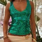Y2K Glitter Shiny Sleeveless Shirt Vest Sequin Sparkle V Neck Tank Tops Women Slim Fitted Crop Top Festival Rave Clothes