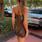 Lace Leopard Print Sexy Mini Dress For Women Fashion Patchwork Sleeveless Backless Beach Club Party Dresses Female