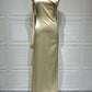 One Shoulder Backless Sexy Maxi Dress Women Gown Satin Skew Collar Sleeveless Thigh High Split Club Party Long Dresses