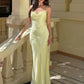 Women Satin Spaghetti Strap Sexy Maxi Dress Cowl Neck Slim Bodycon Long Dress Elegant Wedding Guest Evening Party Dress