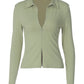 Double-ended Zipper Long Sleeve Tops for Woman Solid Slim Fitted T Shirts Autumn New Fashion Cardigan