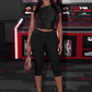 Sexy Irregular Knot 2-Piece Set Women Diognal Collar Crop Top+Capri Pants Stylish Solid Hottie Street Slim Outfits