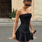 Summer Fashion Folds Dress Women Chest Wrap Sleeveless Skinny Sexy Midnight Simple Classic Prom Party Chic Mini Bodycon