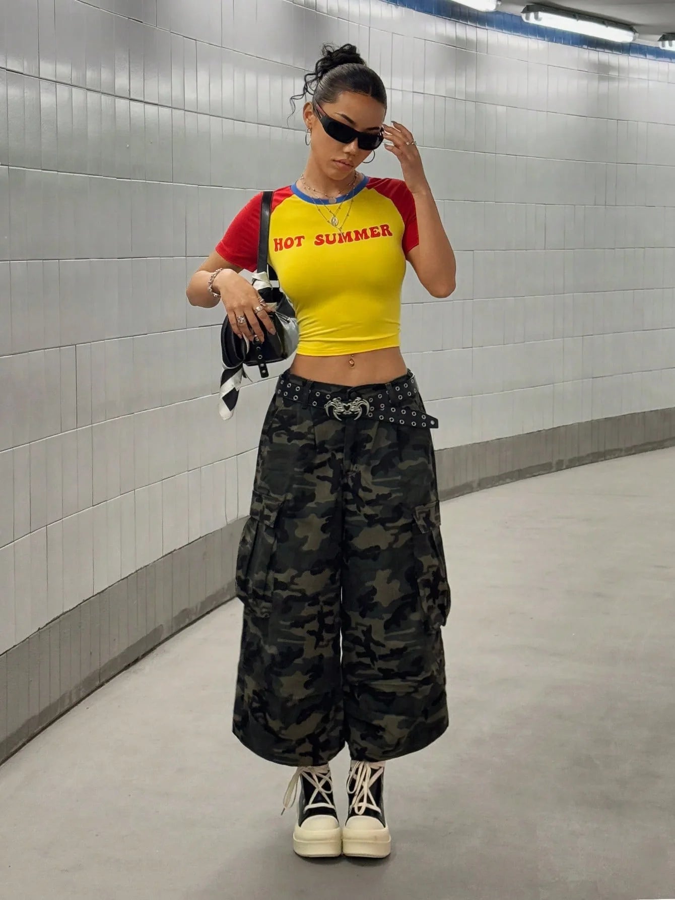 Letter Print Crop Tops Women Chic Short Sleeve Patchwork Casual Simple Tight Wild Basic Streetwear Y2K Hipster Tees