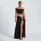 Two Piece Sets for Woman Off Shoulder Crop Top and Split Long Skirt Matching Set Green Beach Vacation Outfits