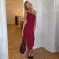 One Shoulder Midi Dress with Asymmetrical Ruffle Hem Woman Elegant Wedding Guest Dresses 2026