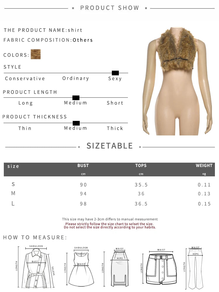 Sexy Furry Tank Top Women Halter Backless Leopard Simple Wild Gothic Punk Slim Hottie Street Midnight Clubwear Vest