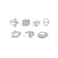 7Pcs/Set Exquisite Irregular Imitation Pearl Open Rings Kpop Trend Silver Color Adjustable Metal Finger Ring Daily Jewelry