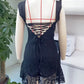 Lace Hollow Out Bandage Sexy Mini Dress For Women Robe Spaghetti Strap Backless Bodycon Sexy Party Club Print Dress