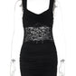 Elegant Lace Mini Dress Women Summer Fashion V Neck Sleeveless Backless Slinky Ruched Club Party Dress Female Clothes