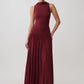 Women Sleeveless High Neck Sexy Maxi Dress Pleated Long Dress Elegant Drop Waist Club Party Evening Long Dresses