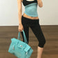 Simple Two Tops Women Mini Low-Neck Camisole+High Elasticity Solid Sexy Hottie Midnight Street Summer Classic Outfit