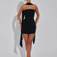 Sequins Backless Sexy Mini Dress For Women Robe Elegant Sparkle Scarf Collar Strapless Sleeveless Bodycon Club Dress