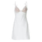 Deep V Neck Backless Sundresses for Woman Summer Sexy Satin White Slip Dress