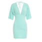 Casual Fashion Mini Dress Woman V-Neck Lace-Up Backless Shape Waist Skinny Peach Hip Basic Solid Simple Style Bodycon