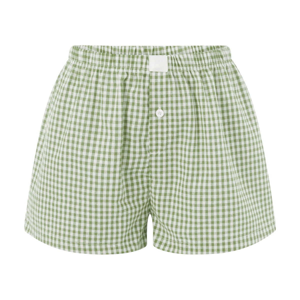 Women Y2k Gingham Boxer Shorts Stripes Button Elastic Waist Boxers Cute Mini Bloomers Plaid Loose Fit Boy Shorts
