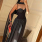 Elegant Party Sling Dress+Scarf Woman Low-Neck Backless Polka Dot Print Sleeveless Mesh Patchwork Hem Ruched Vestidos