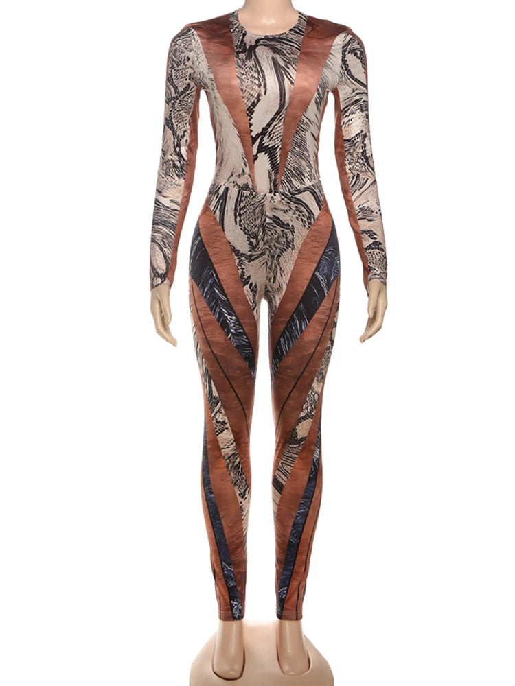 Colorful Patchwork 2 Piece Set Women Fall Trend Hipster Bodysuit Tops+Leggings Tight Stretch Matching Street Outfits