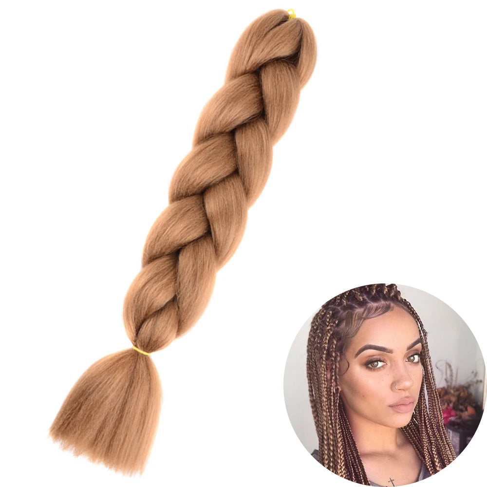 Synthetic Jumbo Braiding Hair Extension 24 Inch Heat Resistant Fiber In Bulk Ombre Jumbo Braids Hair For Black Women
