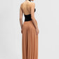 Halter Jumpsuits Women Ruched Sleeveless Backless Bodysuit Pleated Wide Leg Palazzo Pants Evening Party Flowy Overalls