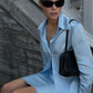 Office Style 2-Piece Set Women Lapel Single-Breasted Split Full Sleeve Shirt+Loose Skirt Satin Street Daily Suits