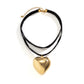 Exaggerated Oversized Love Heart Pendant Short Choker Necklace for Women Multilayer Goth Black Velvet Clavicle Chain Wed Jewelry