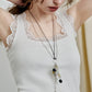 Elegant Lace Trim Ribbed Tank Top for Women, Fitted Sleeveless Cami, Casual White Summer Top for Layering & Daily Outfit
