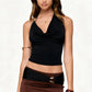 Sexy Women's Halter Neck Tops Sleeveless Open Back Slim Fit Metal Clasp Front Tank Tops Summer Party Club Shirts