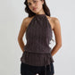 Y2K Summer Backless Halter Neck Crop Tops Sleeveless Tie Up Open Back Shirts Vest Women's Chiffon Pleated Tank Top