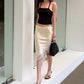Elegant Women Midi Skirt Y2K Vintage Low Waist Skirt Solid Lace Trim Irregular Summer Spring Skirts Casual Streetwear
