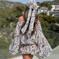 Striped Printed Chiffon Autumn Dresses 2026 Off Shoulder Lantern Sleeve Mini Dress with A Matching Headscarf