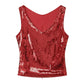 Y2K Glitter Shiny Sleeveless Shirt Vest Sequin Sparkle V Neck Tank Tops Women Slim Fitted Crop Top Festival Rave Clothes