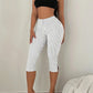 Tiger Stripes Print Elastic Waist Short Women Skinny Side Slit Skinny Simple Classic Fashion Summer Daily Streetwear
