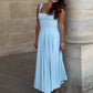 Elegant Square Collar Sleeveless A-line Long Dresses for Woman Summer Solid Color Dressy Dresses