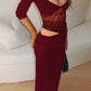 Sexy Lace Splicing Cutout Long Sleeve Maxi Dress for Dinner Party Dresses Black Fall Clothes Woman 2025