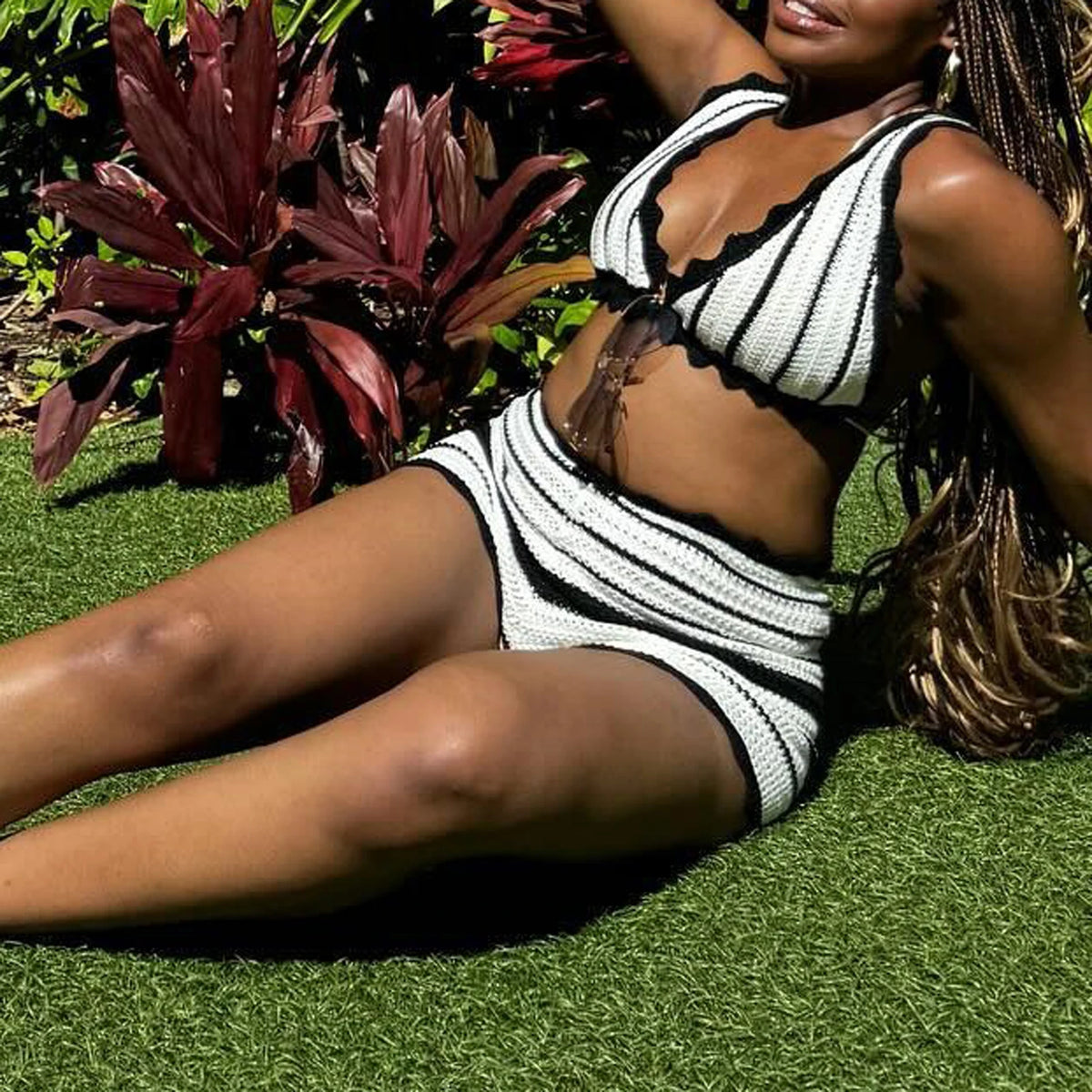 Striped Knit 2 Piece Sets Women Outfit Summer Trend Crop Tank Tops and Shorts Matching Vacation Beachwear Y2K Streetwear