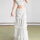 Summer Simple 2 Piece Set Women Simple Ruffled patchwork Mini Sleeve Elastic Hem T-Shirt+Cake Skirt Fashion Party Suits