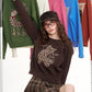 Women's Casual Pullover Sweater with Cartoon Animal Print, Long Sleeve Cozy Top for Everyday Wear
