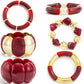 6 Style Vintage Red Resin Acrylic Bracelets for Women Punk Splice Metal Tube Beaded Handmade Bangles Aesthetics Jewelry