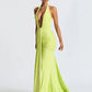 Backless Tassel Dress Women Peach Buttock Pleated Patchwork Solid Halter Sleeveless Midnight Clubwear Party Vestidos