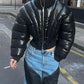 Winter Jackets for Women 2023 Fashion Streetwear Zip Up Cropped Puffer Jacket Brown Black Bubble Coats