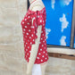 Elegant Polka Dot One Shoulder Top for Women Tie Detail Slim Fit Ruched Casual Summer Daily Wear Streetwear Party Outfit