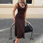 Women V Neck Cap Sleeve Sexy Midi Dress Solid Slim Fit Flared A Line Dress Elegant Wedding Guest Party Casual Dress