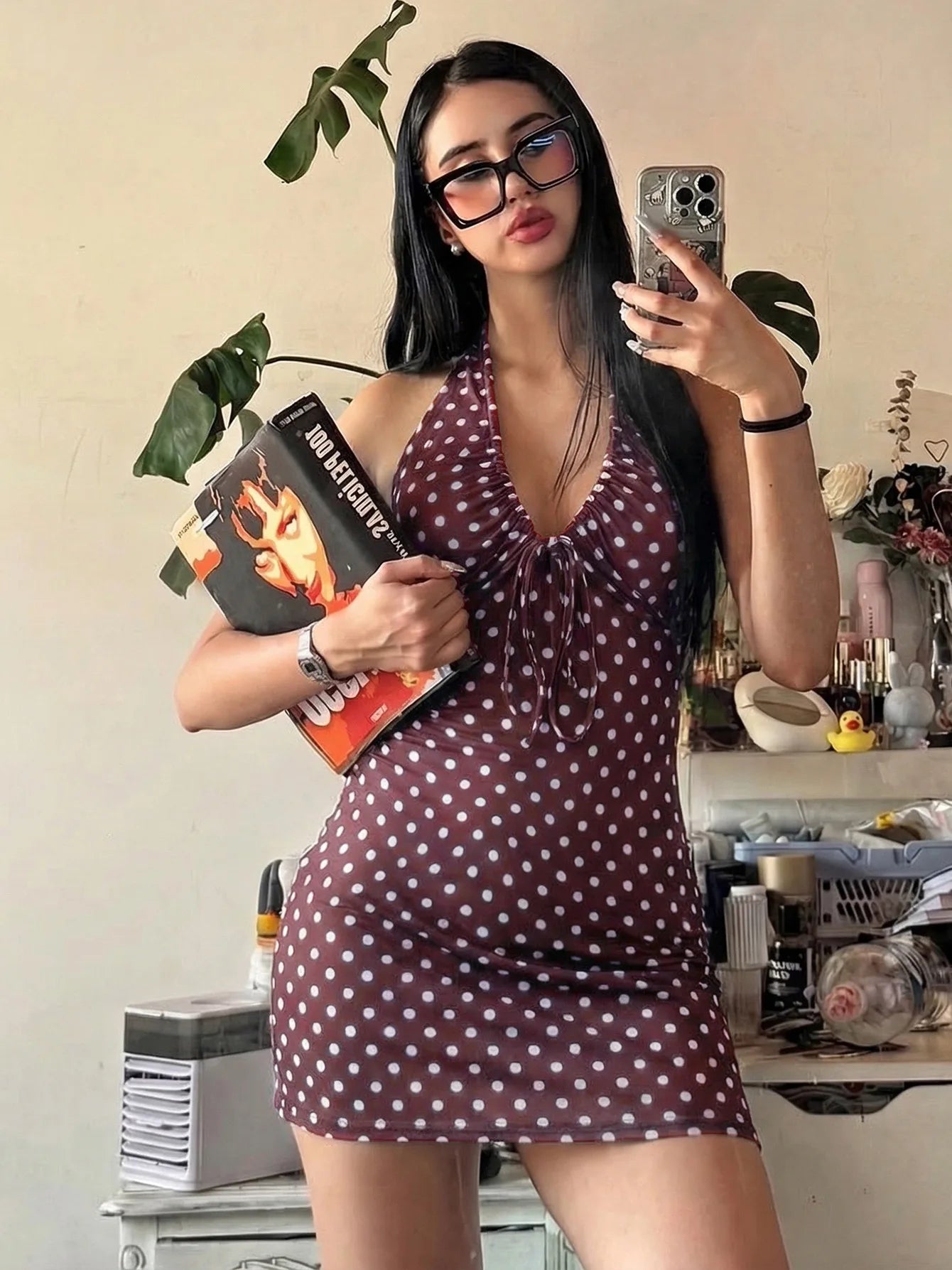 Polka Dot Summer Dress for Woman 2026 Fashion Sexy Halter Neck Backless Mini Bodycon Dresses