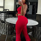 Casual Tracksuit 2 Piece Set Women Halter Backless Tank Tops+Skinny Peach Hip Pants Fashion Classic Sporty Outfits
