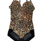 Padded Bra Bodysuits Women Sexy Leopard Print Mesh Patchwork Body Shaping Backless Sleeveless Beach Party Shapewear