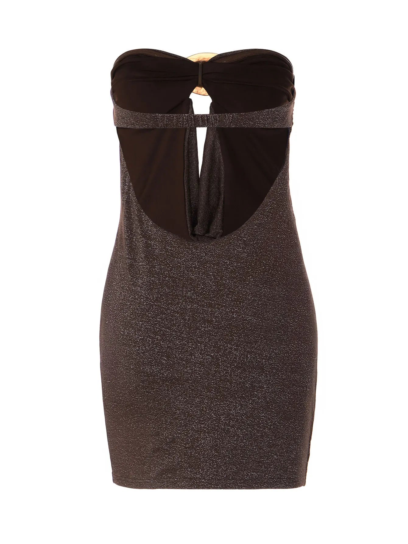 Strapless Hollow Backless Mini Dress Brown Sexy Beach Summer Dresses for Woman 2026